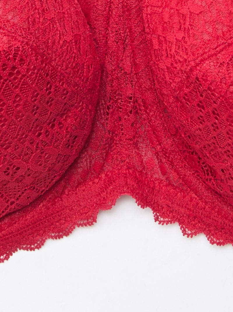 Soutien-gorge corbeille en dentelle ajourée Rouge - Kiabi