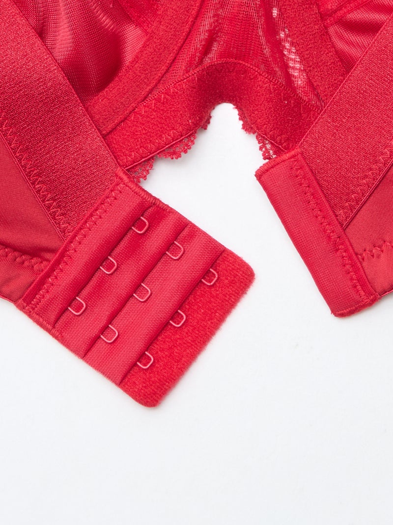 Soutien-gorge corbeille en dentelle ajourée Rouge - Kiabi