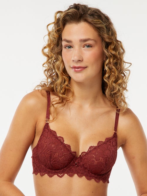 Soutien-gorge corbeille en dentelle avec bijou fantaisie - Kiabi