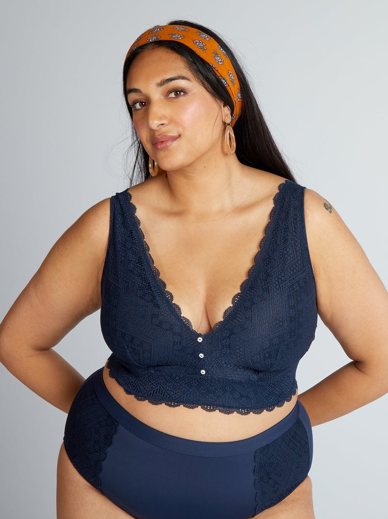 Soutien-gorge corbeille en dentelle bleu marine - Kiabi