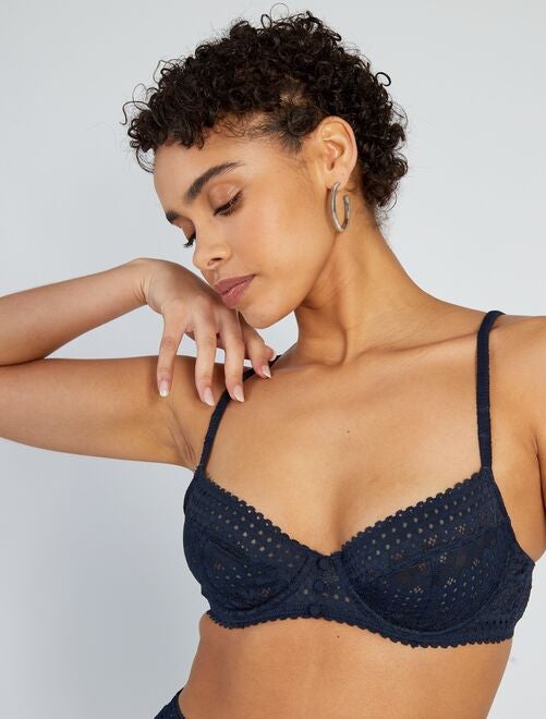 Bralette dentelle détails dorés - bleu nuit - Kiabi - 12.00€