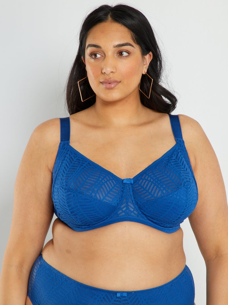 Soutien-gorge corbeille en dentelle bleu - Kiabi