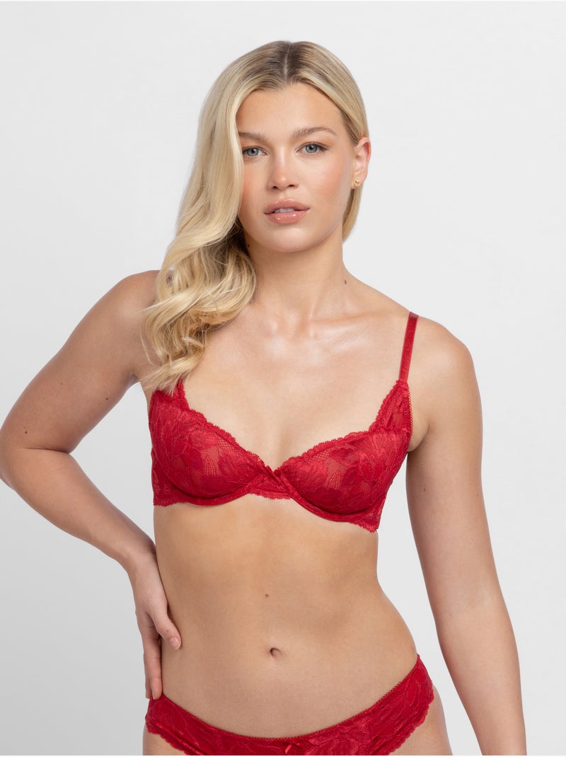 Soutien-gorge corbeille en dentelle Dorina Rouge - Kiabi