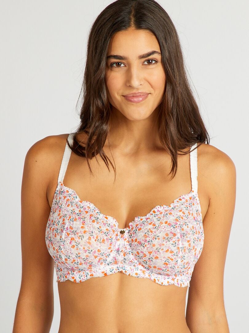 Soutien-gorge corbeille en dentelle fleurie Multicolore - Kiabi