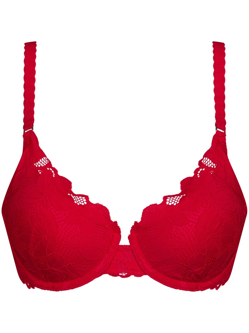 Soutien-gorge corbeille en dentelle florale Dim Lacy Rouge - Kiabi