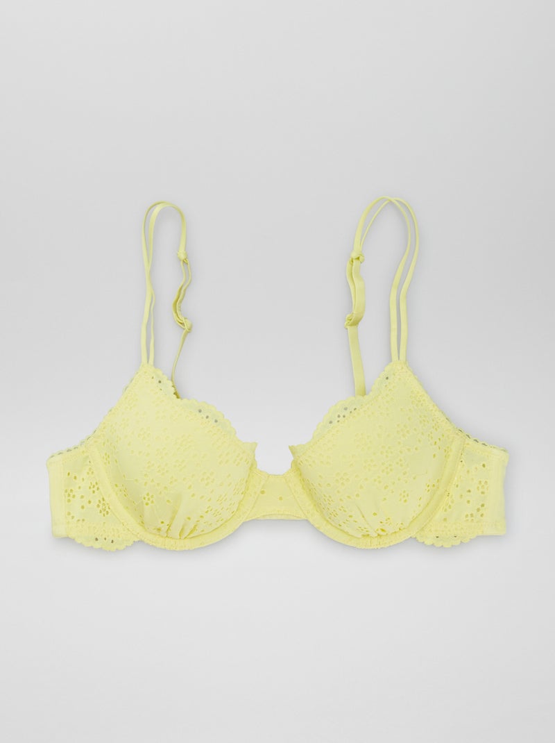 Soutien-gorge corbeille en dentelle jaune - Kiabi