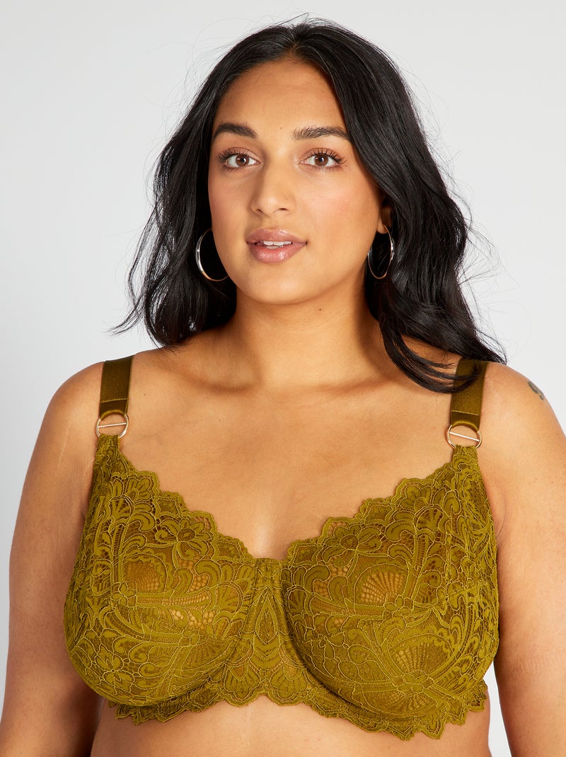 Soutien-gorge corbeille en dentelle Kaki - Kiabi