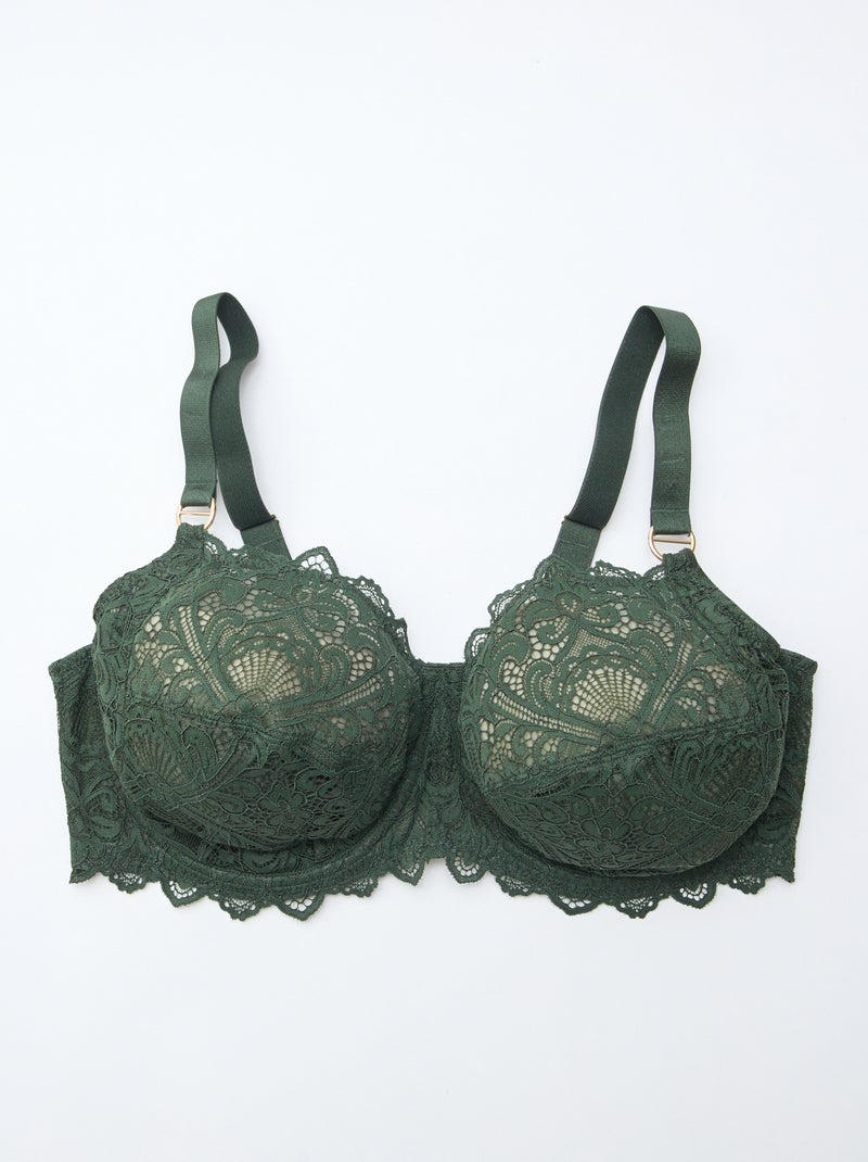 Soutien-gorge corbeille en dentelle Kaki - Kiabi