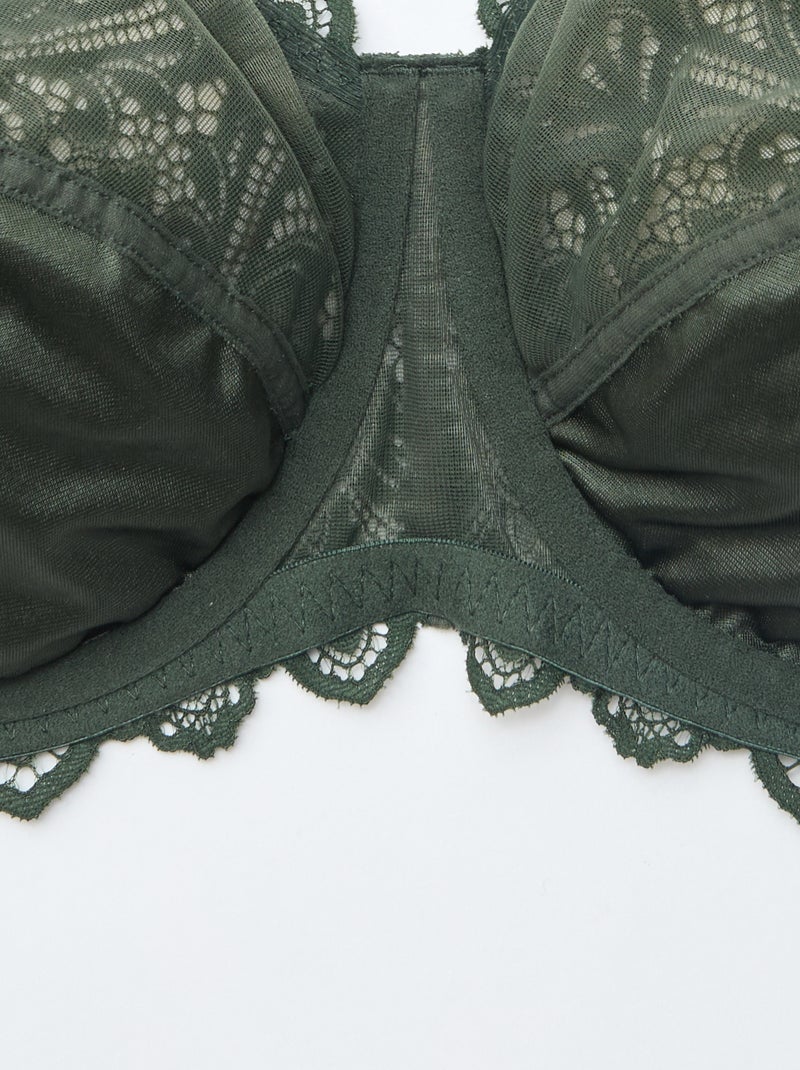 Soutien-gorge corbeille en dentelle Kaki - Kiabi