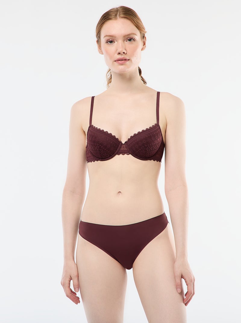 Soutien-gorge corbeille en dentelle Marron - Kiabi