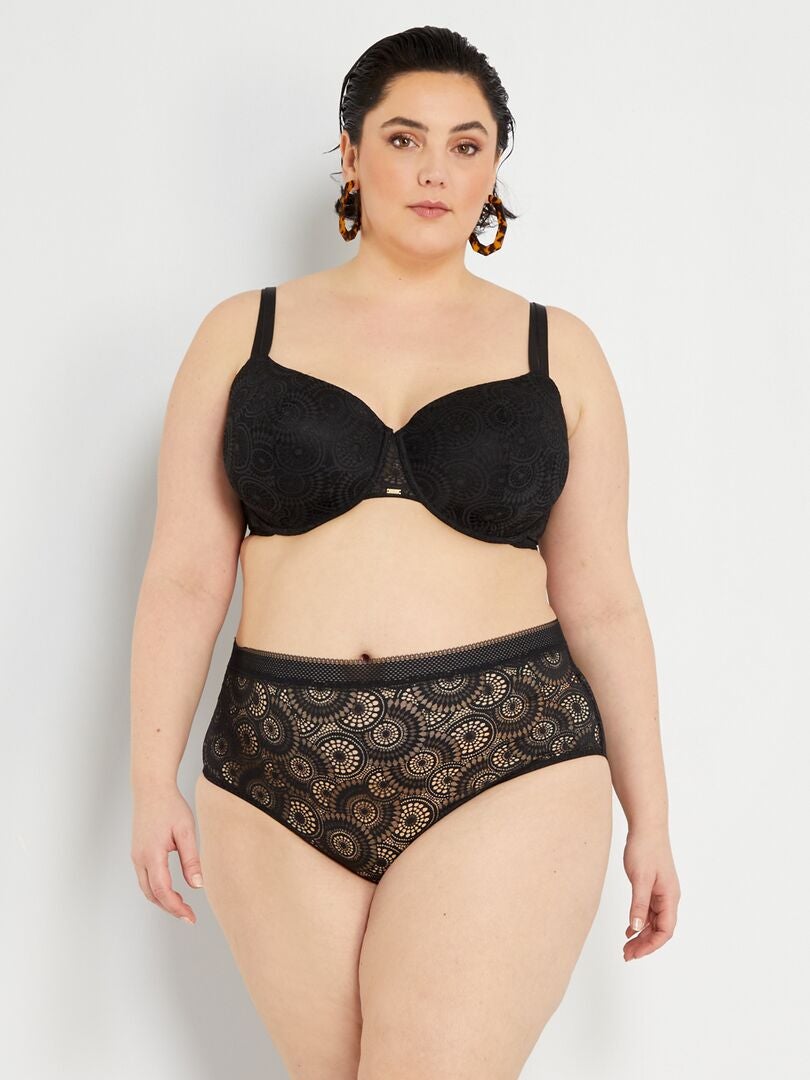 Soutien-gorge corbeille en dentelle noir - Kiabi