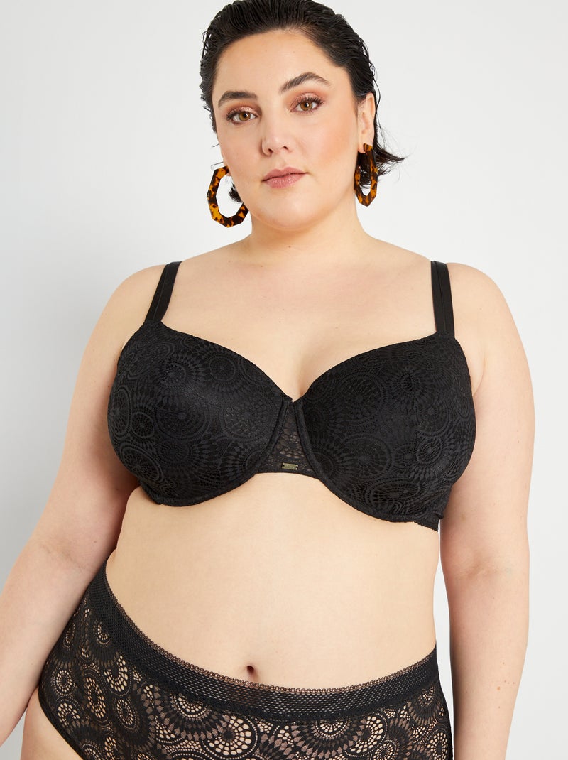 Soutien-gorge corbeille en dentelle noir - Kiabi