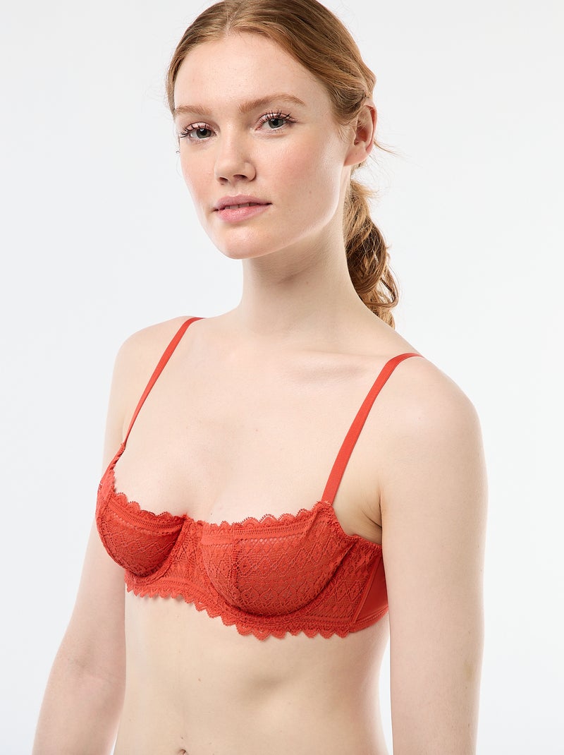 Soutien-gorge corbeille en dentelle Orange - Kiabi