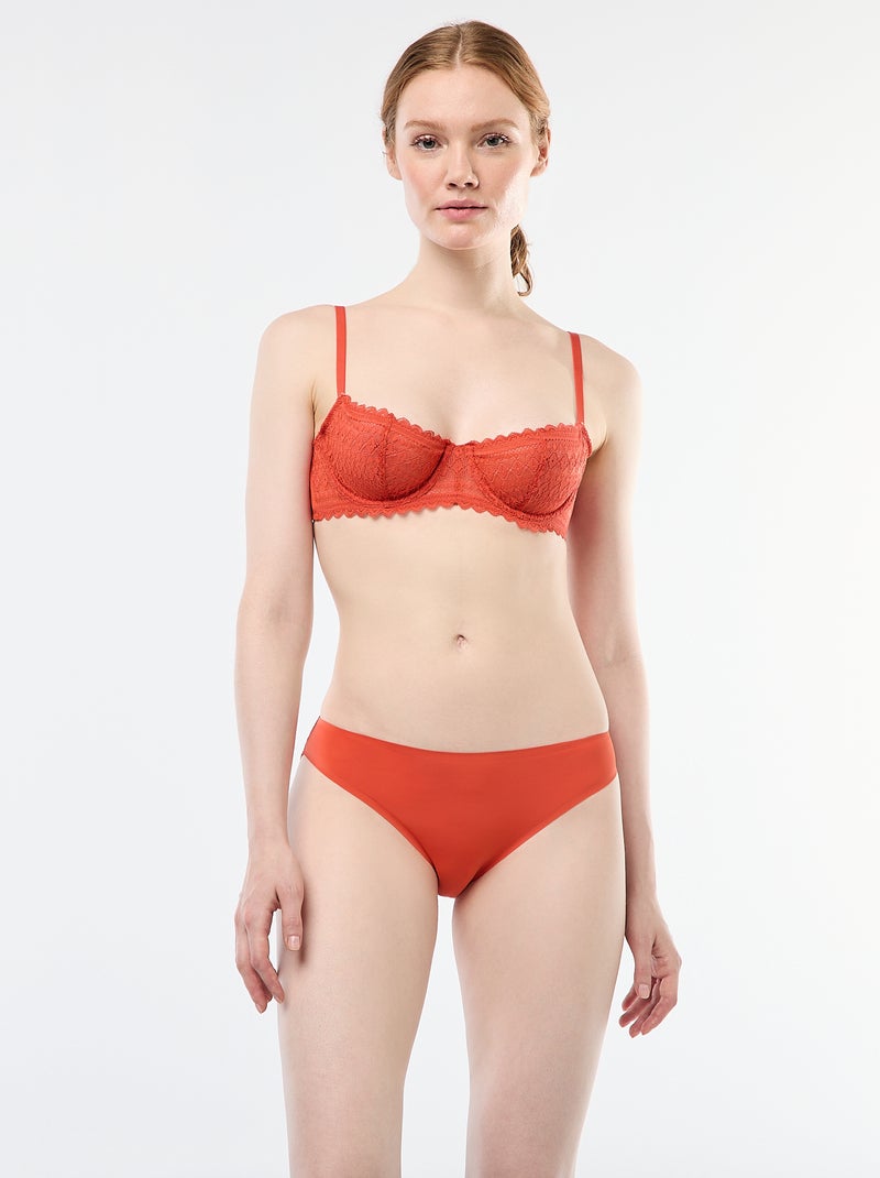 Soutien-gorge corbeille en dentelle Orange - Kiabi