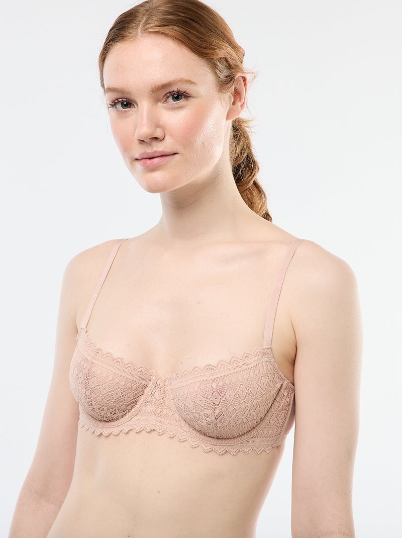 Soutien-gorge corbeille en dentelle Rose - Kiabi