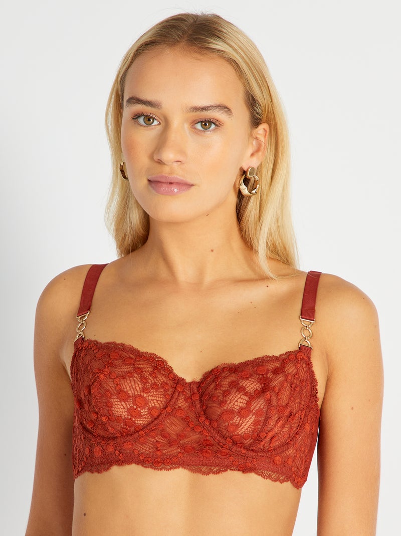 Soutien-gorge corbeille en dentelle Rouge - Kiabi