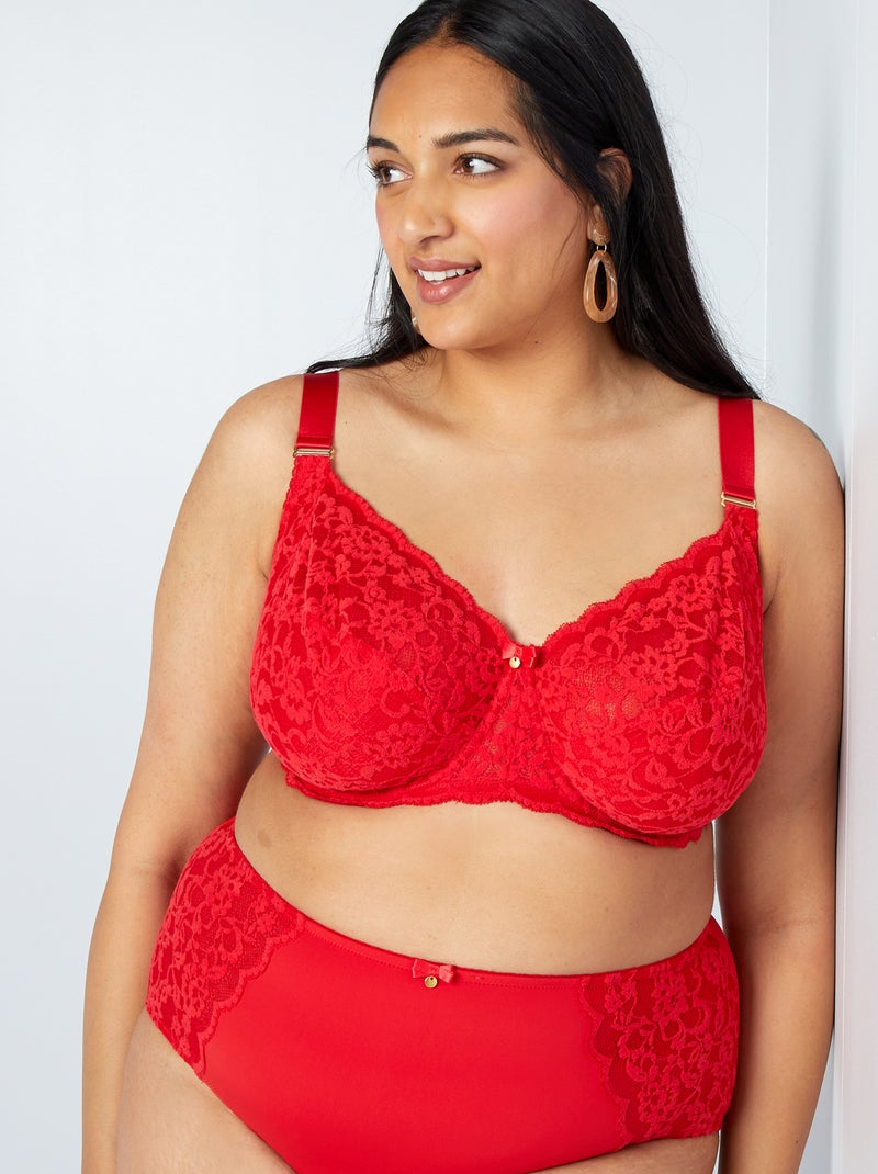 Soutien-gorge corbeille en dentelle Rouge - Kiabi