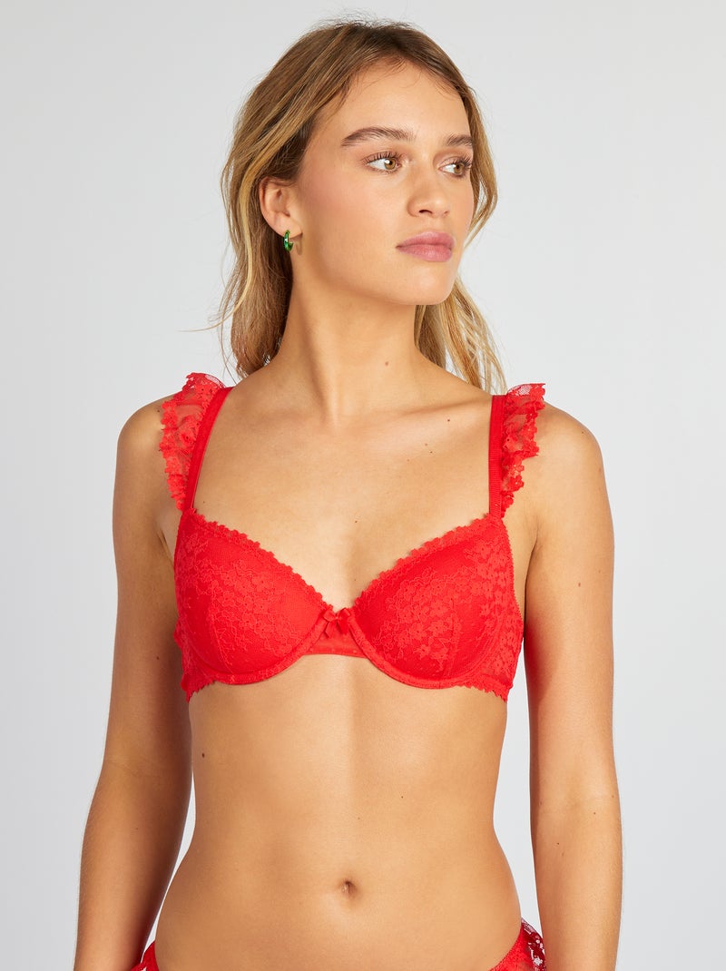 Soutien-gorge corbeille en dentelle Rouge - Kiabi