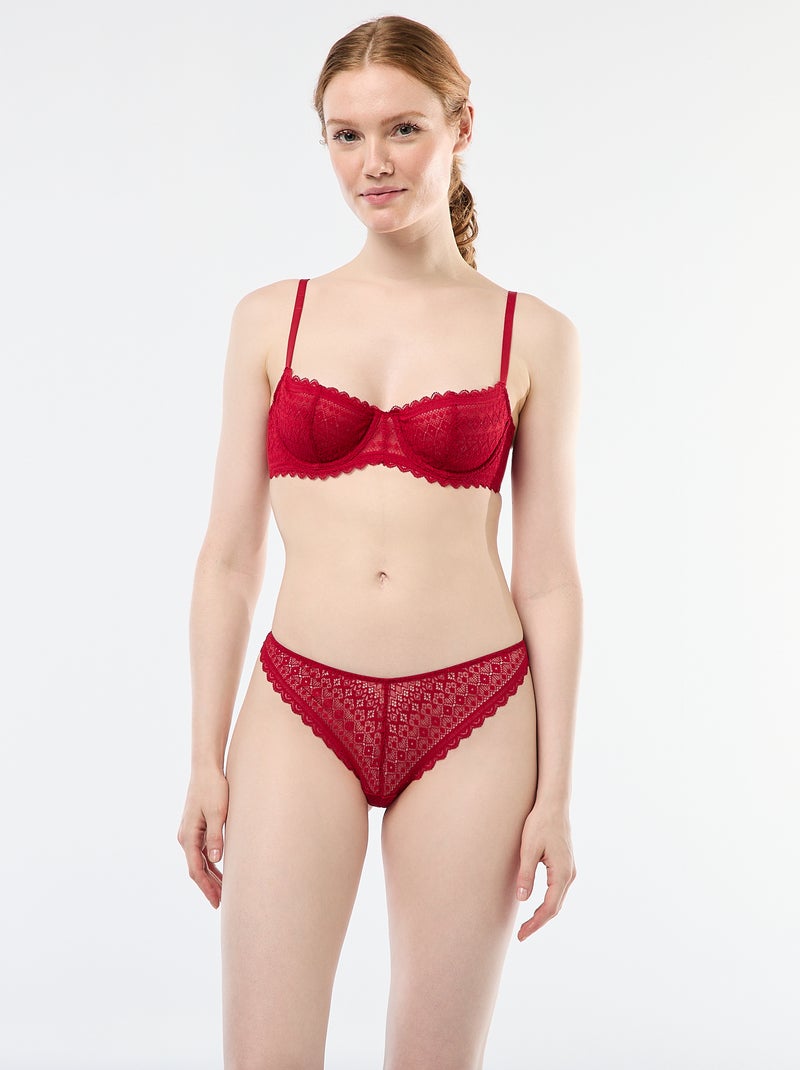 Soutien-gorge corbeille en dentelle Rouge - Kiabi