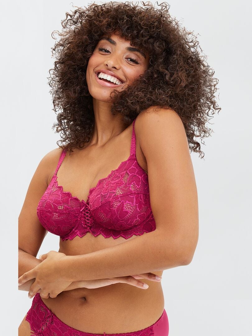 Soutien-gorge corbeille en dentelle 'Sans Complexe' Rouge - Kiabi