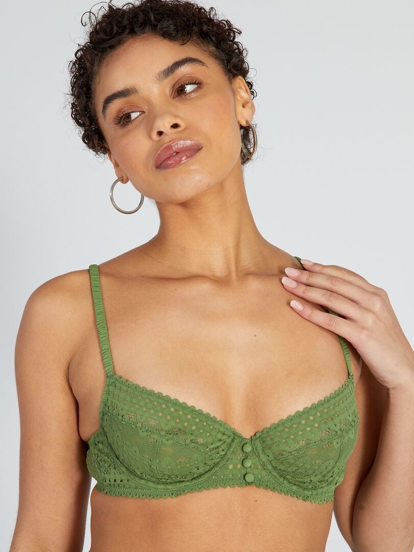 Soutien gorge corbeille en dentelle Vert olive Kiabi 12.00