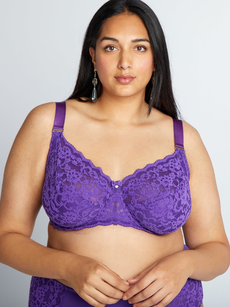 Soutien-gorge corbeille en dentelle Violet - Kiabi