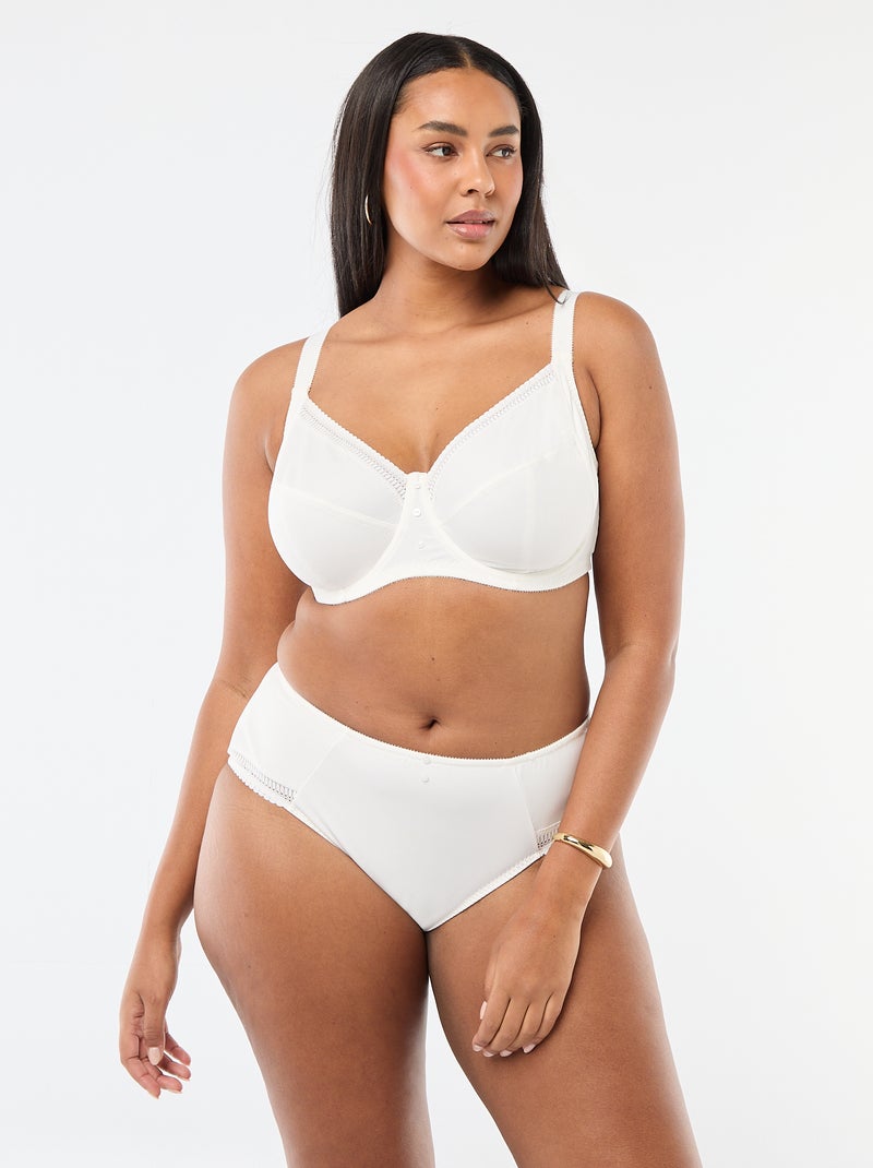 Soutien-gorge corbeille en microfibre côtelée Blanc - Kiabi