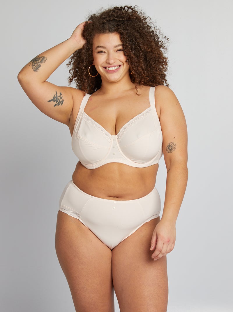 Soutien-gorge corbeille en microfibre côtelée Rose - Kiabi