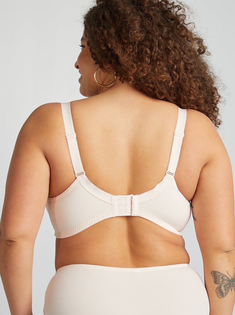 Soutien-gorge corbeille en microfibre côtelée Rose - Kiabi