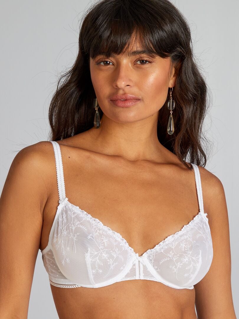 Soutien-gorge Gaia En Tulle Blanc Dentelle - Taille 110D - Neuf Avec étiquettes