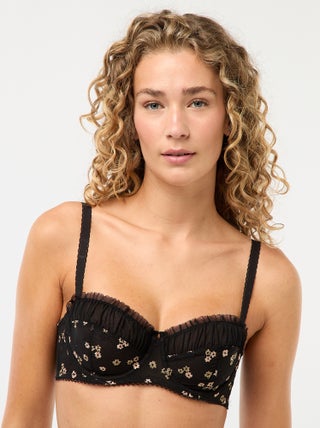 Soutien-gorge corbeille en tulle brodé