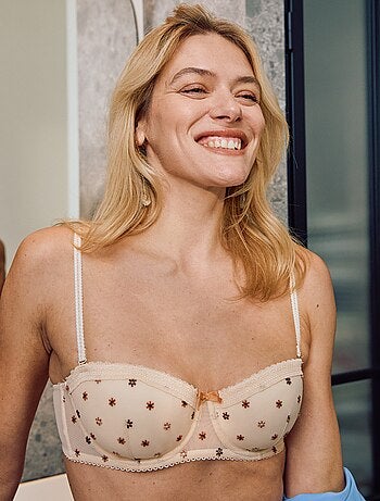 Soutien-gorge corbeille en tulle fleuri