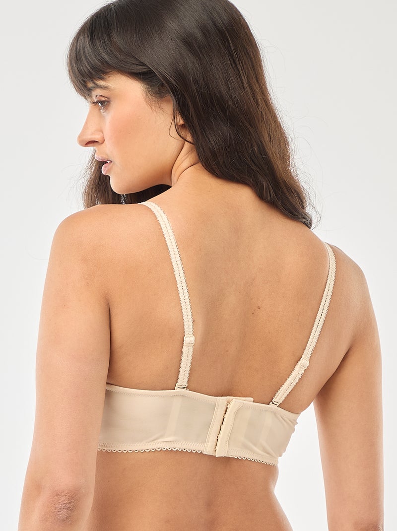Soutien-gorge corbeille en tulle fleuri Beige - Kiabi