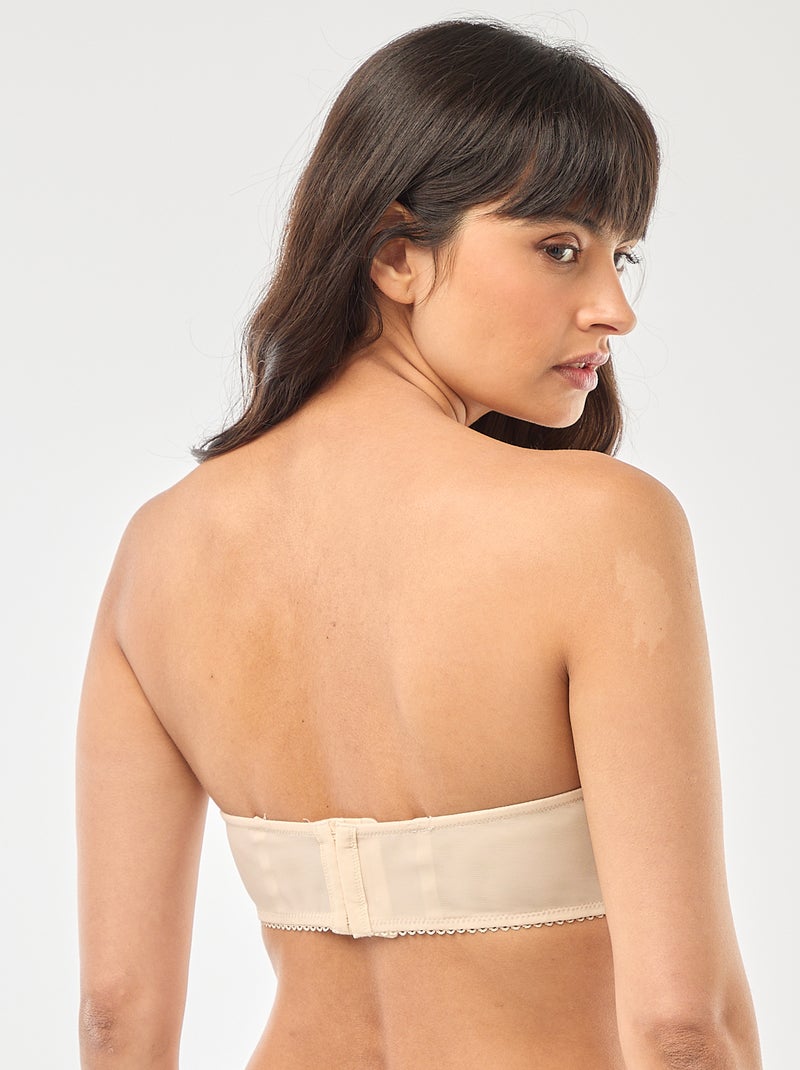 Soutien-gorge corbeille en tulle fleuri Beige - Kiabi