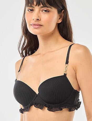 Soutien-gorge corbeille en tulle rayé