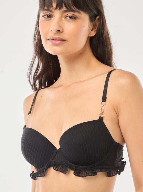 Soutien-gorge corbeille en tulle rayé - Kiabi