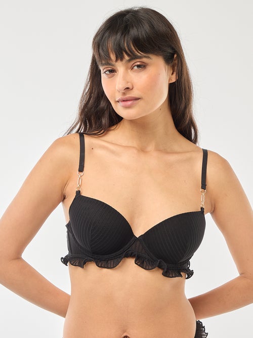 Soutien-gorge corbeille en tulle rayé - Kiabi