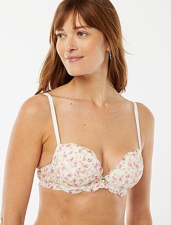 Soutien-gorge corbeille plongeant imprimé fleuri