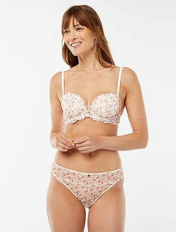 Soutien-gorge corbeille plongeant imprimé fleuri