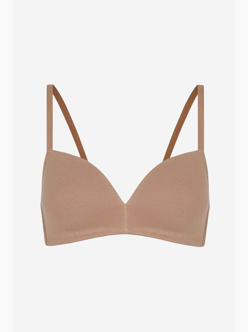 Soutien-gorge cosy en coton sans armatures penti Beige argile - Kiabi