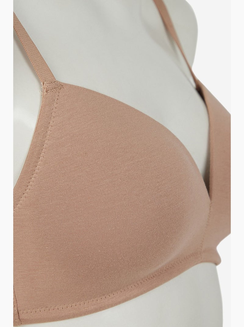 Soutien-gorge cosy en coton sans armatures penti Beige argile - Kiabi