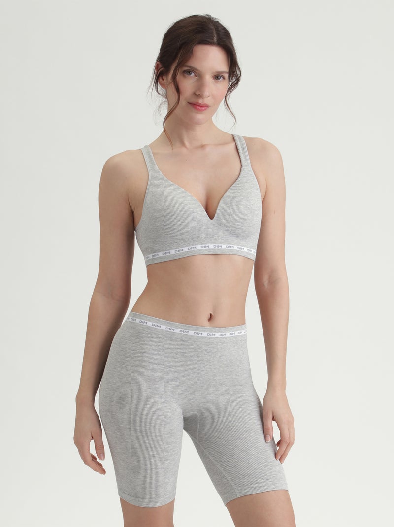 Soutien-gorge côtelé sans couture Icons Seamless Gris chiné - Kiabi