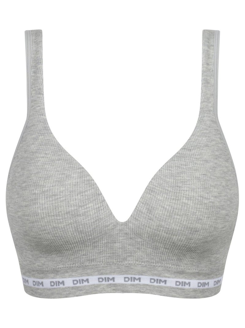 Soutien-gorge côtelé sans couture Icons Seamless Gris chiné - Kiabi