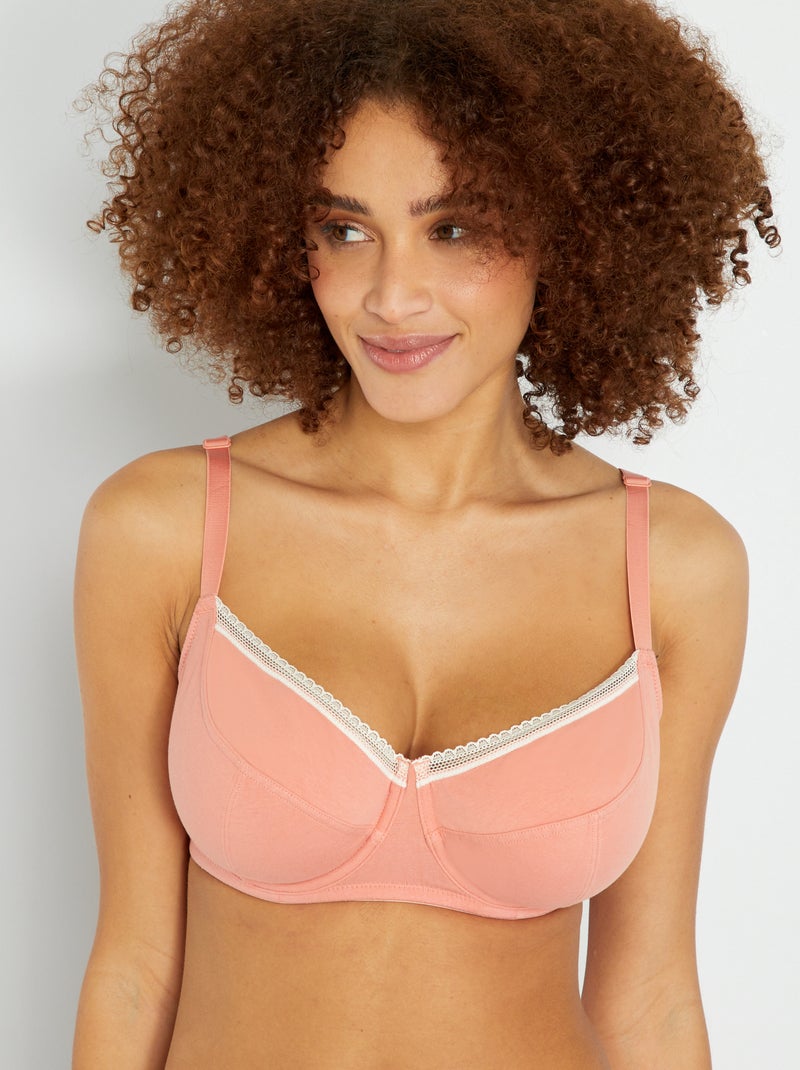 Soutien-gorge coton D&E corail - Kiabi