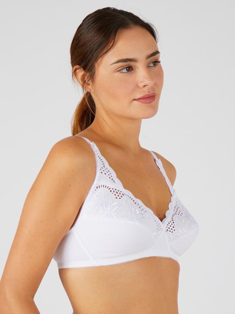 Soutien-gorge croisé sans armatures, grand maintien - Damart Blanc - Kiabi