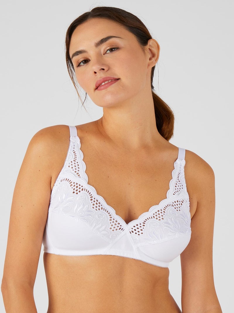 Soutien-gorge croisé sans armatures, grand maintien - Damart Blanc - Kiabi