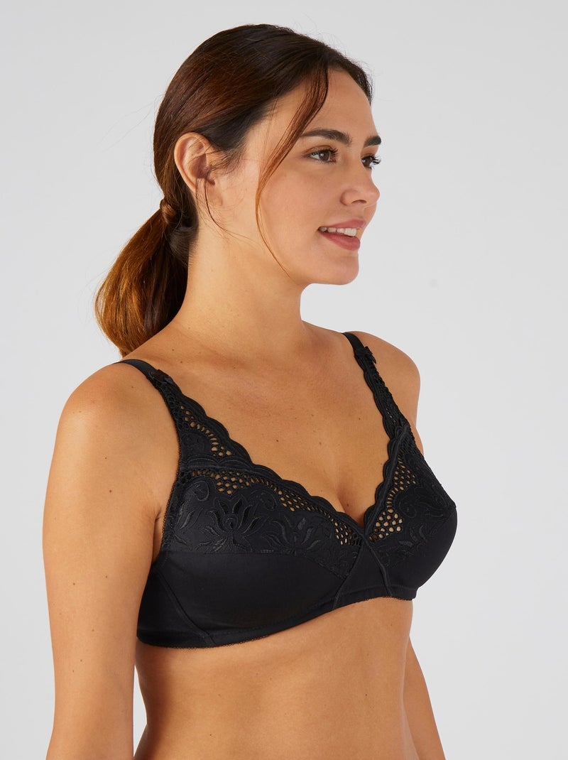 Soutien-gorge croisé sans armatures, grand maintien - Damart Noir - Kiabi