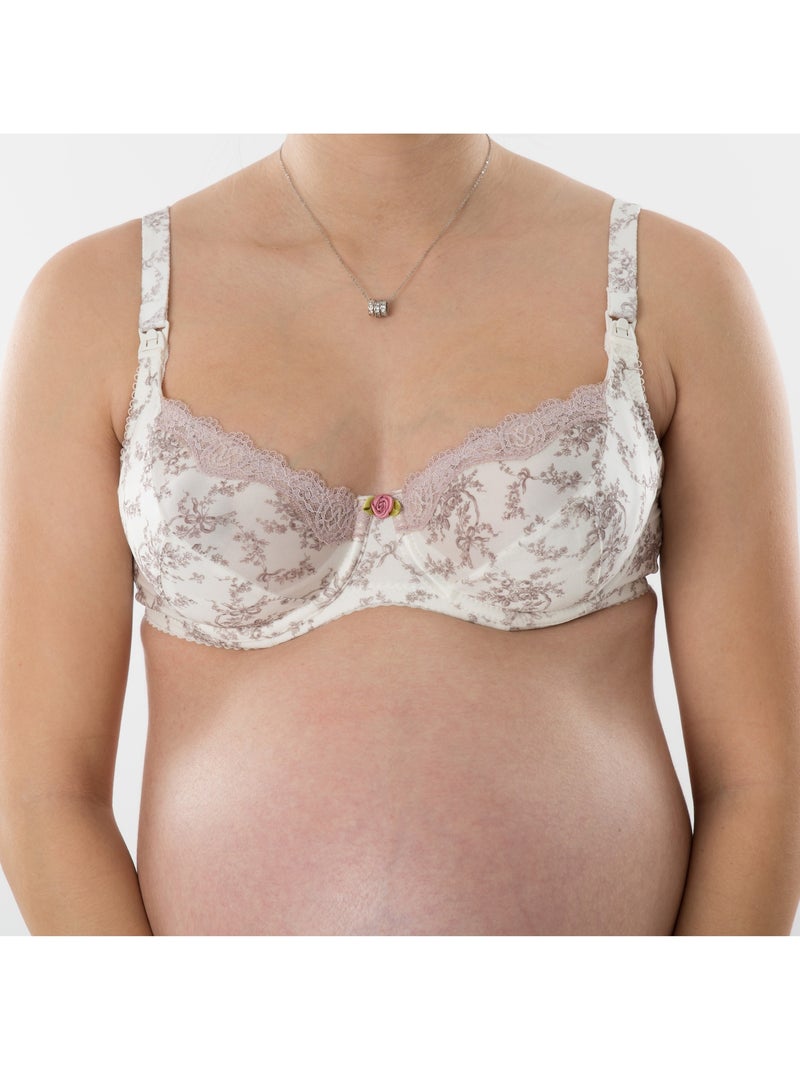 Soutien-gorge d'allaitement à armatures souples BÉATRICE 'Bogema' Blanc Mauve - Kiabi