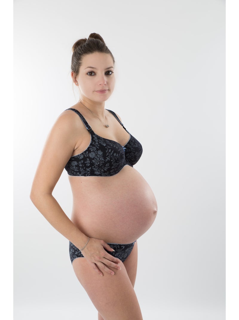 Soutien-gorge d'allaitement armatures souples DIANA 'Bogema' Noir Bleu ciel - Kiabi