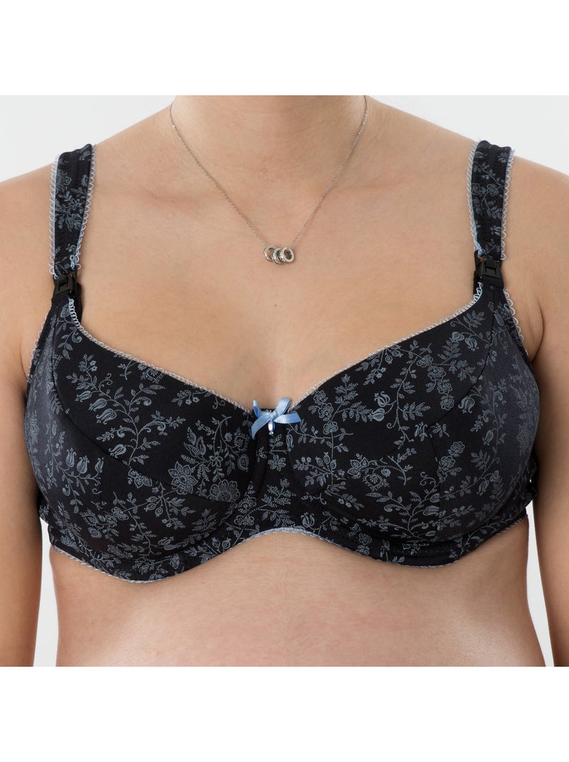 Soutien-gorge d'allaitement armatures souples DIANA 'Bogema' Noir Bleu ciel - Kiabi